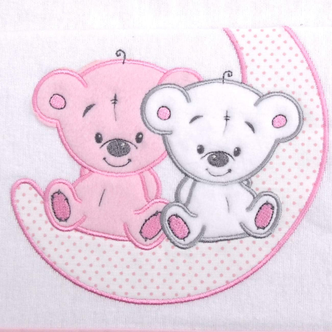 PEKITAS Bebe Flanell-Bettwäsche-Set, 3-teilig, für Kinderbett, 60 x 120 cm, 100% Baumwolle, Rosa, he
