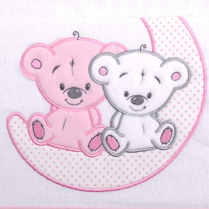PEKITAS Bebe Flanell-Bettwäsche-Set, 3-teilig, für Kinderbett, 60 x 120 cm, 100% Baumwolle, Rosa, he