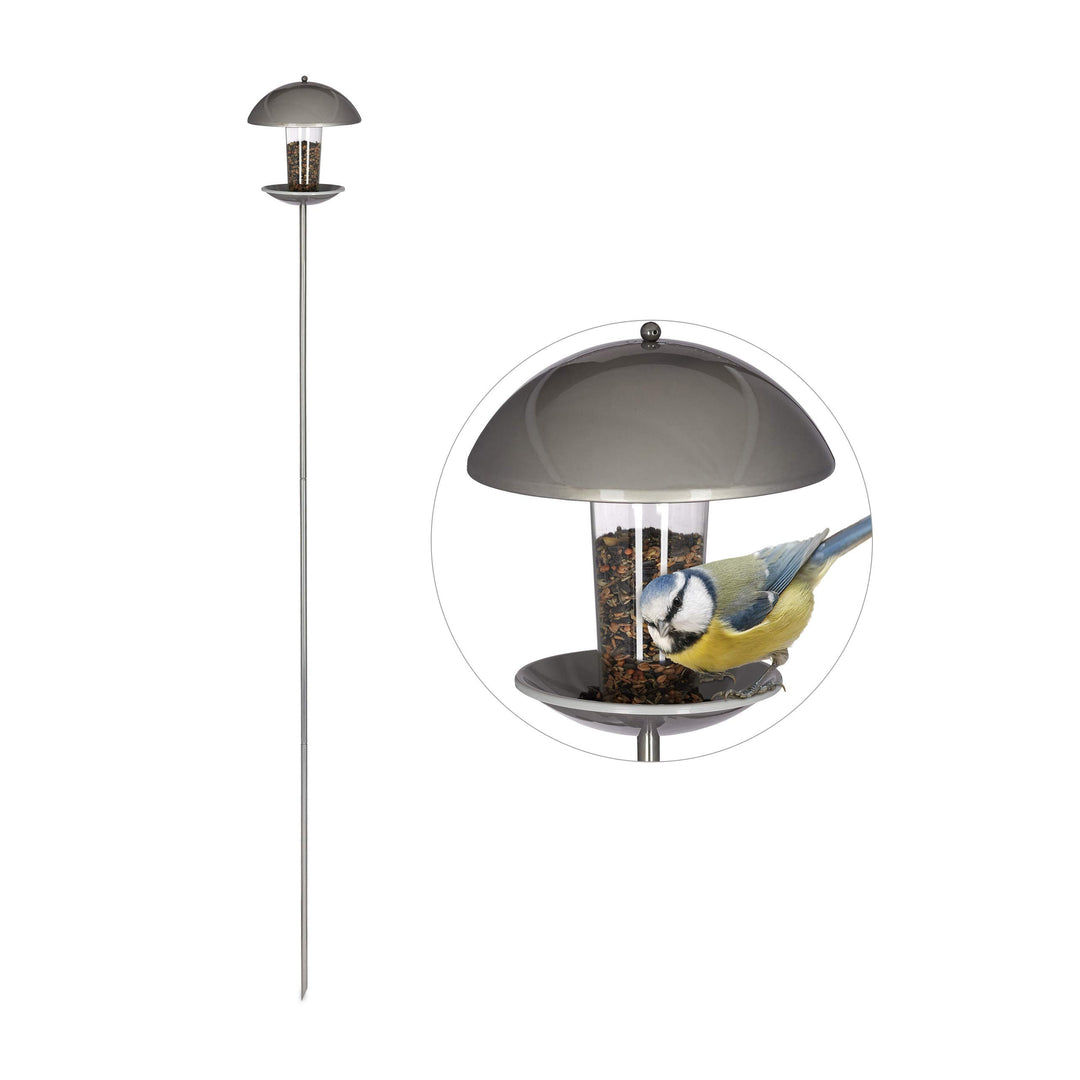 Relaxdays Vogelfutterspender, Futterhäuschen für Vögel, Aufhängen o. Stecken, Garten & Balkon, mit S