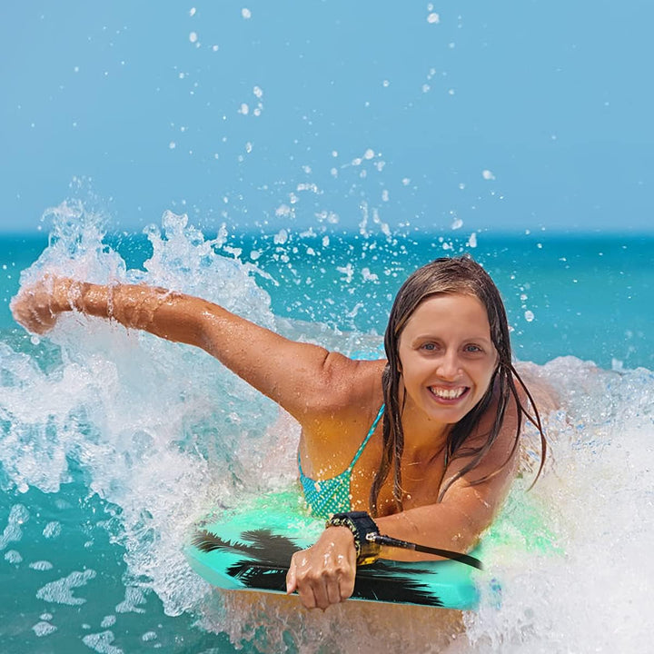 RELAX4LIFE Schwimmbrett tragbar, Schwimmboard mit Halteleine, Rutschfestes Surfbrett für Kinder & Er