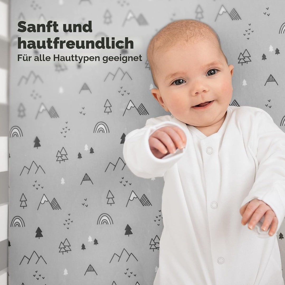 Bio-Spannbettlaken für Kinderbetten - 70x140 Atmungsaktive Jersey Baumwoll Baby Bettlaken, Spannbett