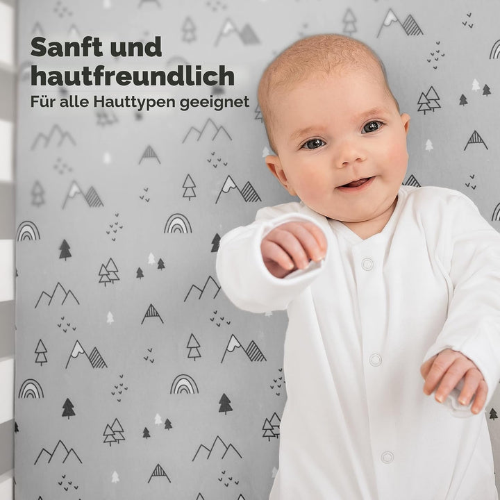 Bio-Spannbettlaken für Kinderbetten - 70x140 Atmungsaktive Jersey Baumwoll Baby Bettlaken, Spannbett
