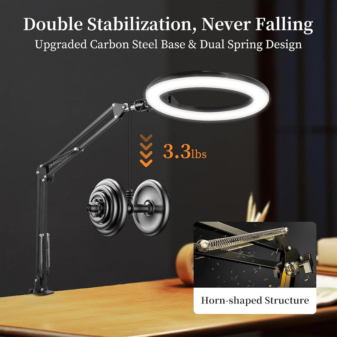 Ringlicht mit Stativ, Doppelter Sockel Handy Stativ mit Ringlicht 10", Licht 3 Lichtfarben+10 Hellig