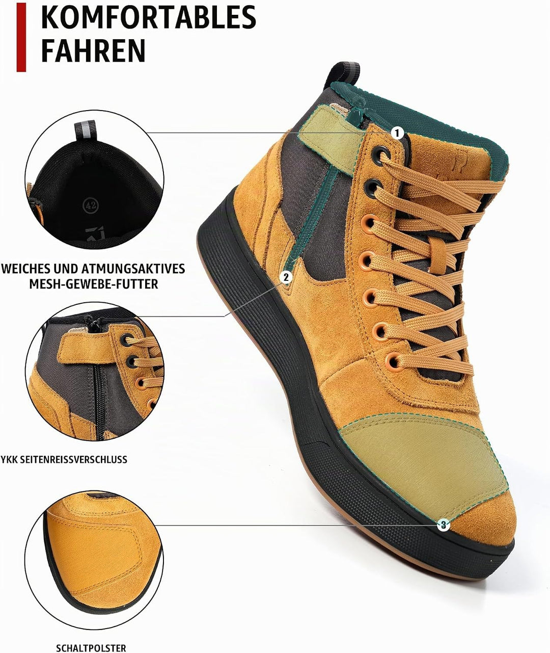 RIDEIRON Motorradschuhe Herren Damen Motorradstiefel CE-geprüft | rutschfeste verdickte Sohle wasser