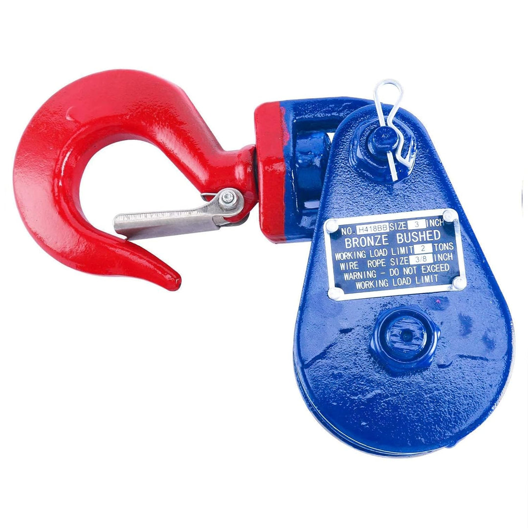 FreeTec 2 Stück 2 Tonnen Umlenkrolle Seilrolle Snatchblock Windenrolle mit Haken für Seilwinde