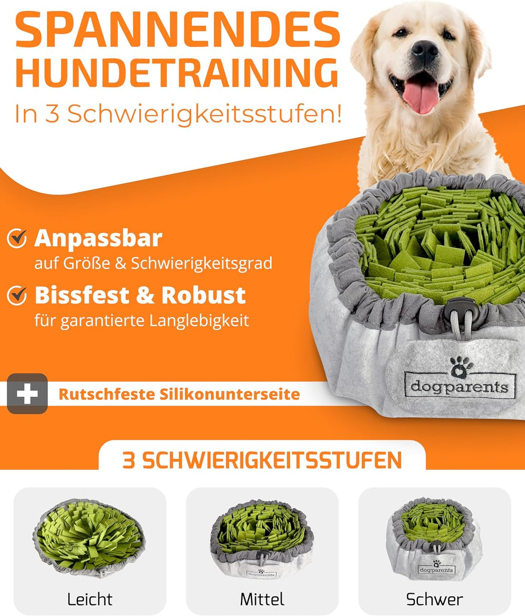 DOGPARENTS® Schnüffelteppich Hund klein & gross – Schnüffelmatte Hund ROBUSTER Hunde Schnüffelteppic