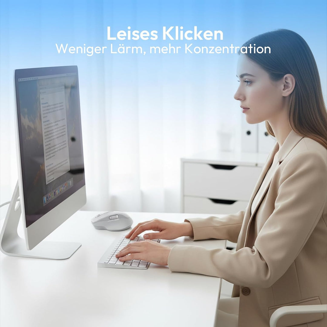Bluetooth Kabellose Maus mit Daumenrad, Wiederaufladbare Dual(Bluetooth 5.0 &amp; 2,4 GHz), Geräuscharme