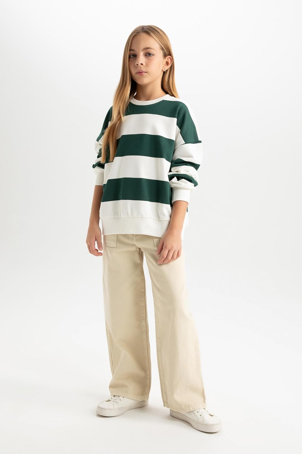 DeFacto Girl Regular Fit Langarm Gestricktes Kapuzen-Sweatshirt für Mädchen 11-12 Jahre D.green, 11-