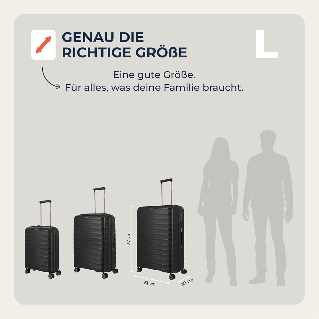 Travelite Koffer gross, MOOBY L, Kratzfeste Hartschale, mit recyceltem Material, 77 cm, 106 l, 3,7 k
