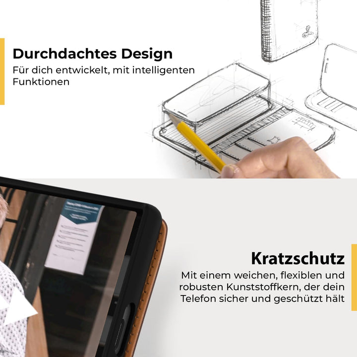 Snakehive Galaxy S22 Ultra 5G Hülle Leder | Stylische Handyhülle mit Kartenhalter & Standfuss | Hand