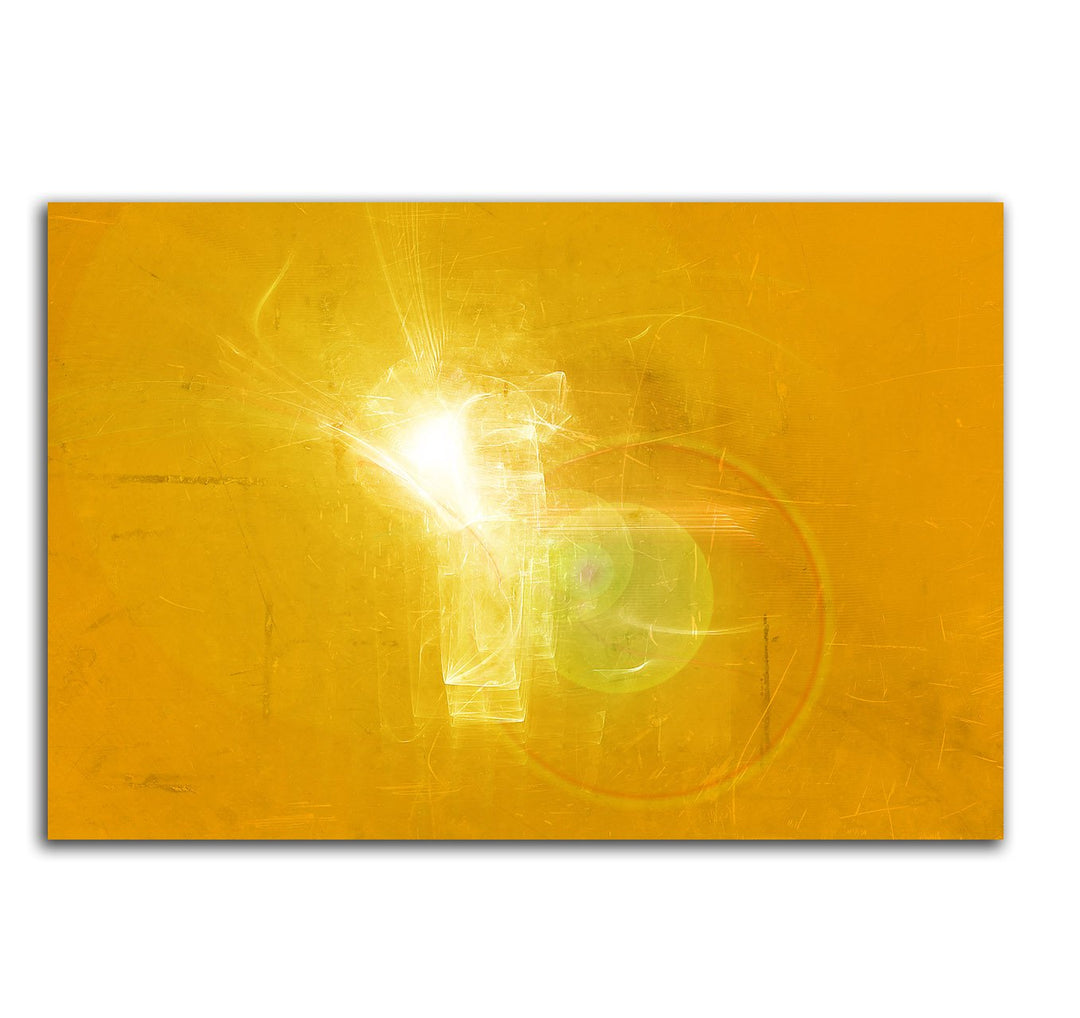 100x70cm Abstrakt048_Leinwandbild Lichtpunkt Abstrakte Kunst gelb weiss Kunstdruck auf Leinwand zeit