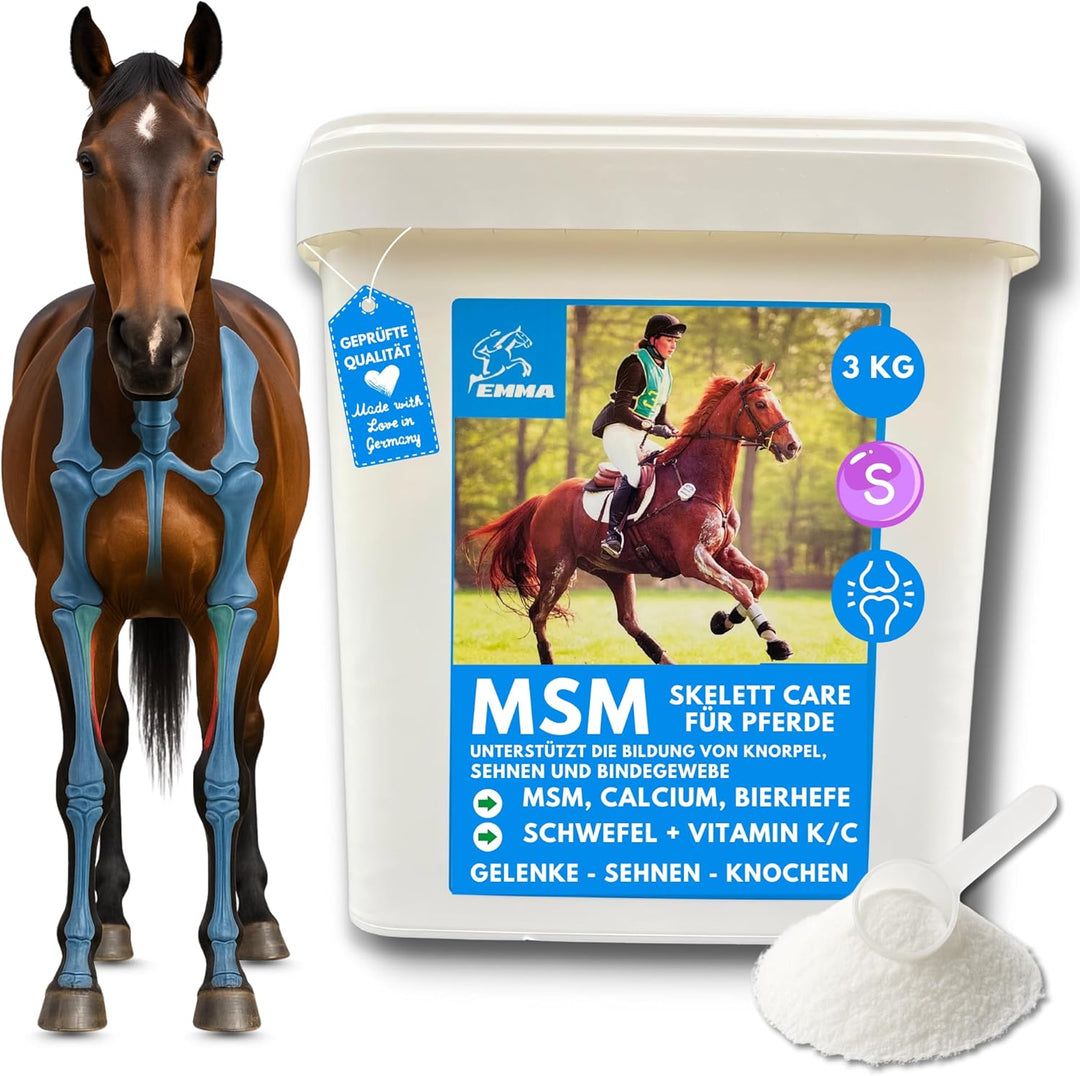 MSM Pulver I Gelenk Pulver für Pferde plus MSM Pferd - Knochen-Gelenk-Komplex mit Calcium Vitamin D