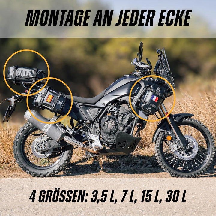Odinsberg 7L Wasserdicht Hecktasche Motorrad | Sturzbügeltasche, Satteltasche, Sissybar Tasche, Seit