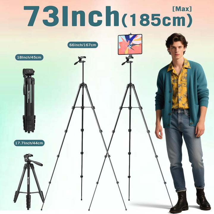 Stativ, Lusweimi 153 cm Kamerastativ für iPad Pro & iPhone Kompatibel mit Tablet/iPad Pro 12,9 Zoll/