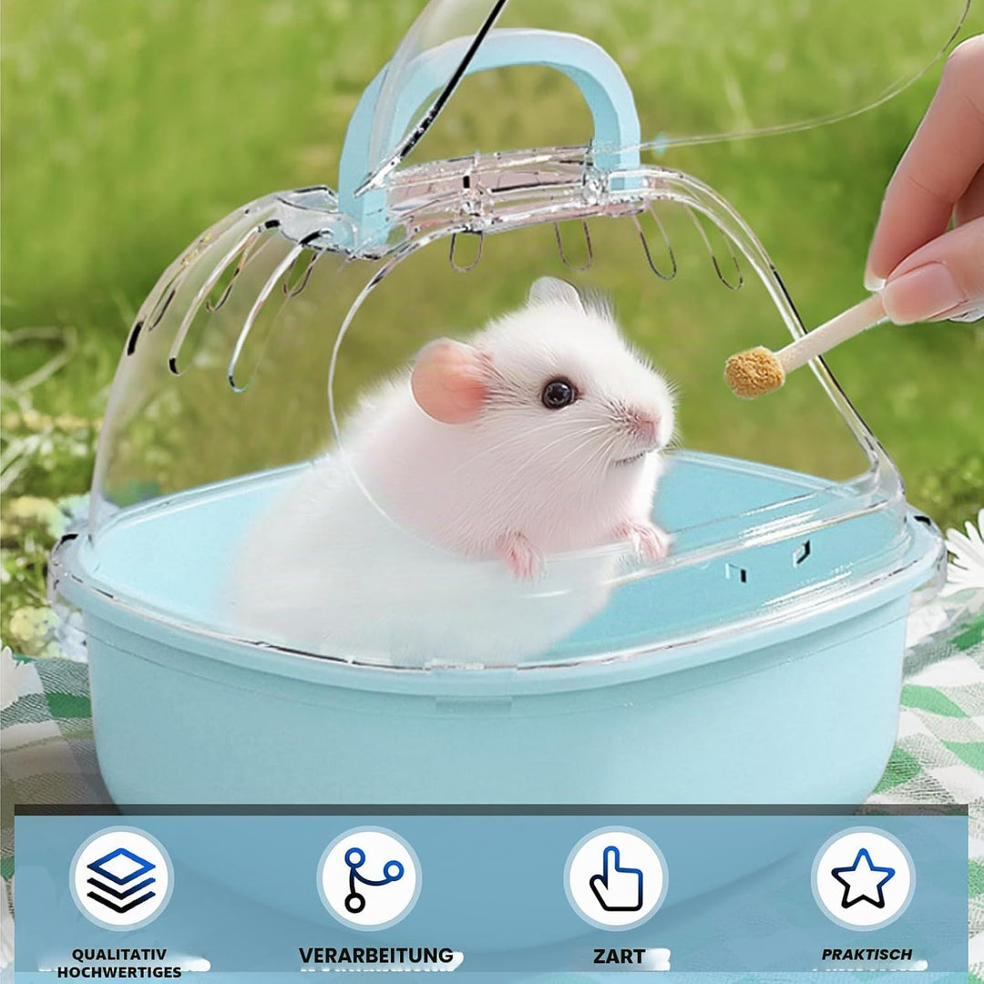 Transportbox Hamster mit Wasserflasche, 20x18x19cm Tragbare Transportbox Kleintiere Transportkäfig m