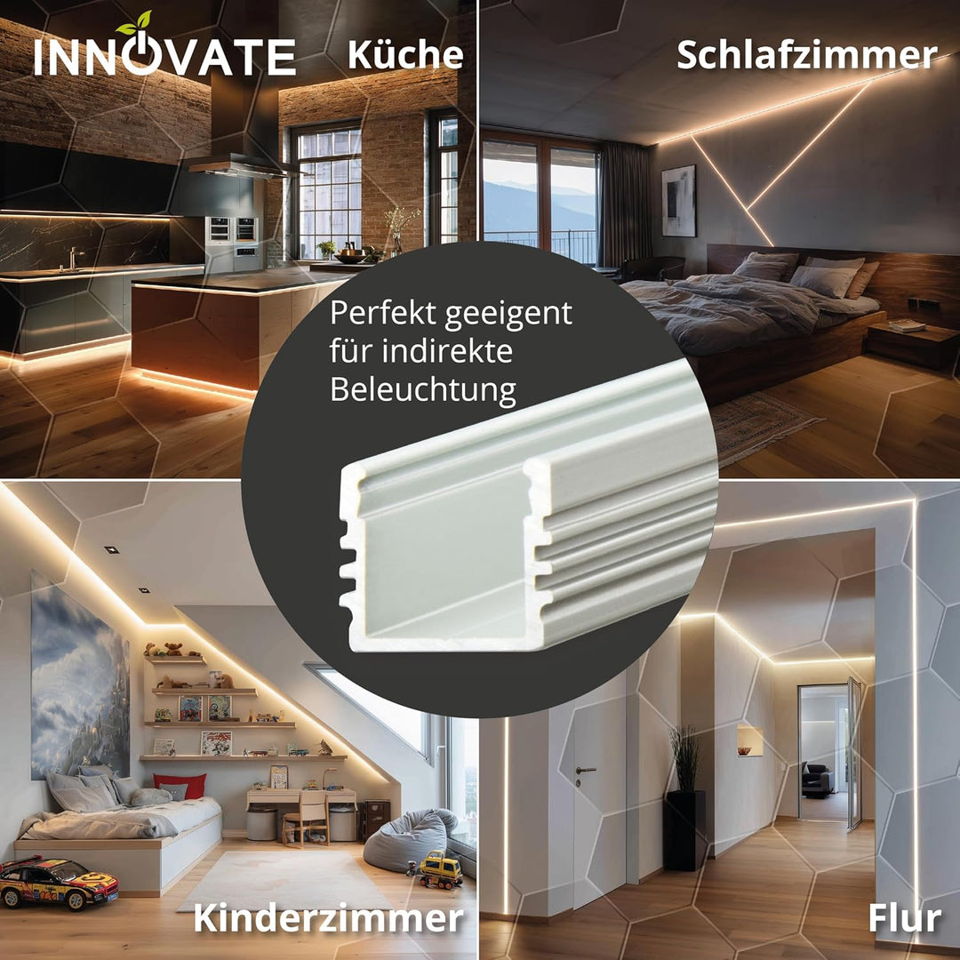 INNOVATE LED Profil silber 6 x 1m - Aluminium Profil - Aluprofil für LED-Strip - Profil für LED-Stre