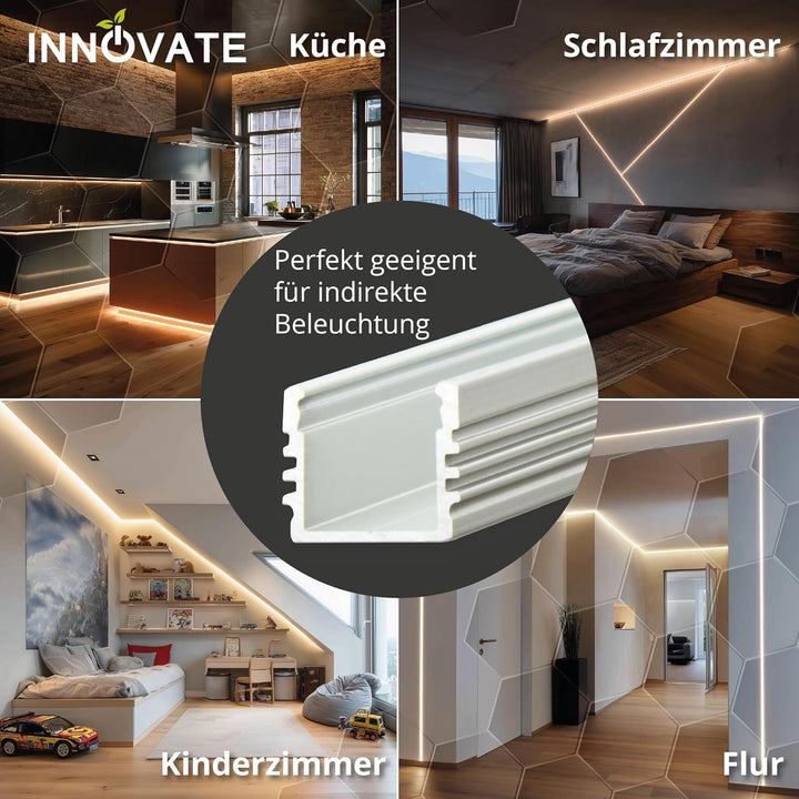 INNOVATE LED Profil silber 6 x 1m - Aluminium Profil - Aluprofil für LED-Strip - Profil für LED-Stre