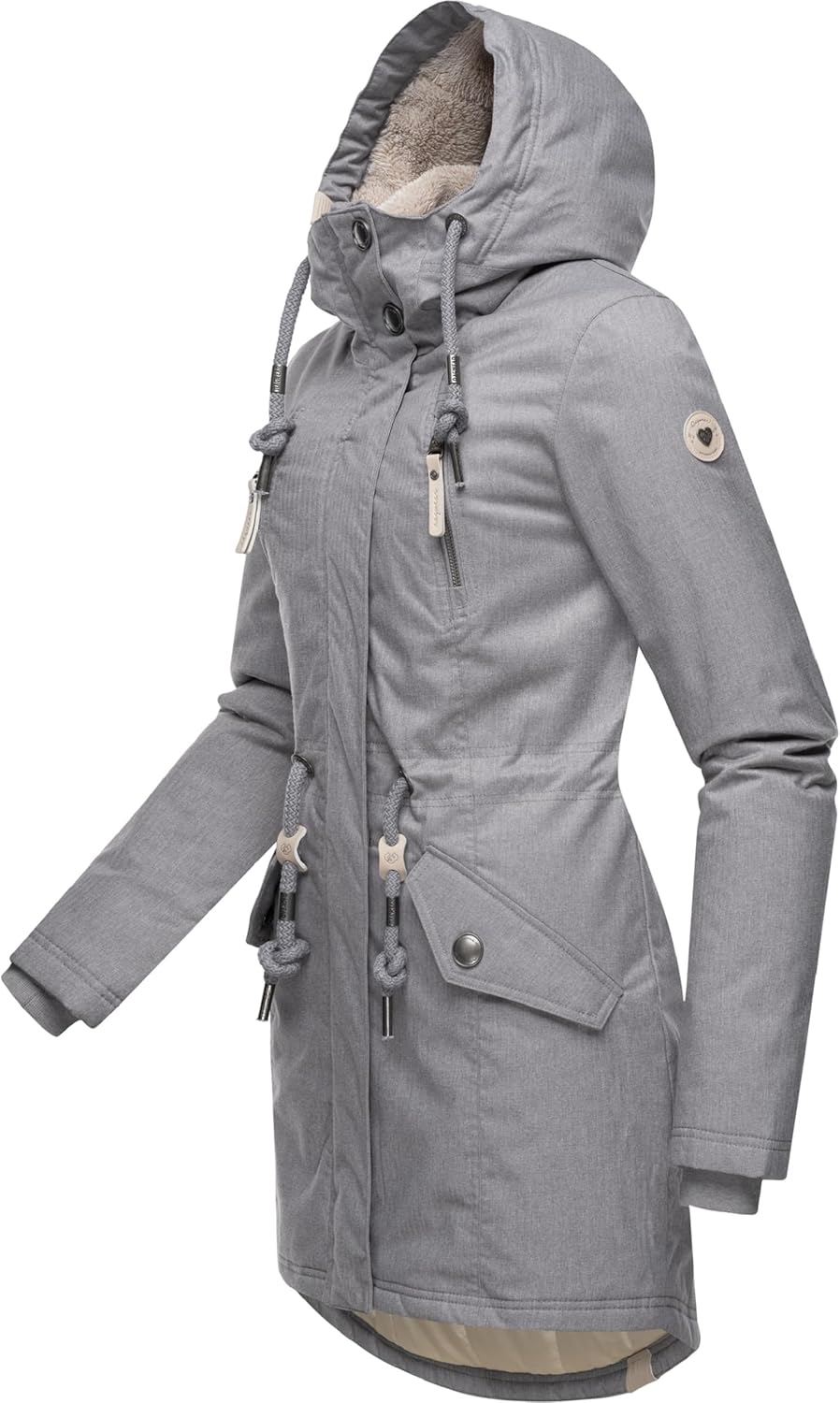 Ragwear Damen Wintermantel warm gefütterter Parka lang wasserdicht mit Kapuze Elsie Melange XS-6XL S