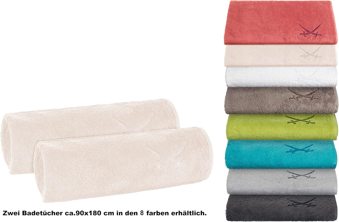 Sansibar Duschtuch 70x140 cm mit gesticktem Säbel Logo Badtuch Handtuch 100% Baumwolle (2er Set, San