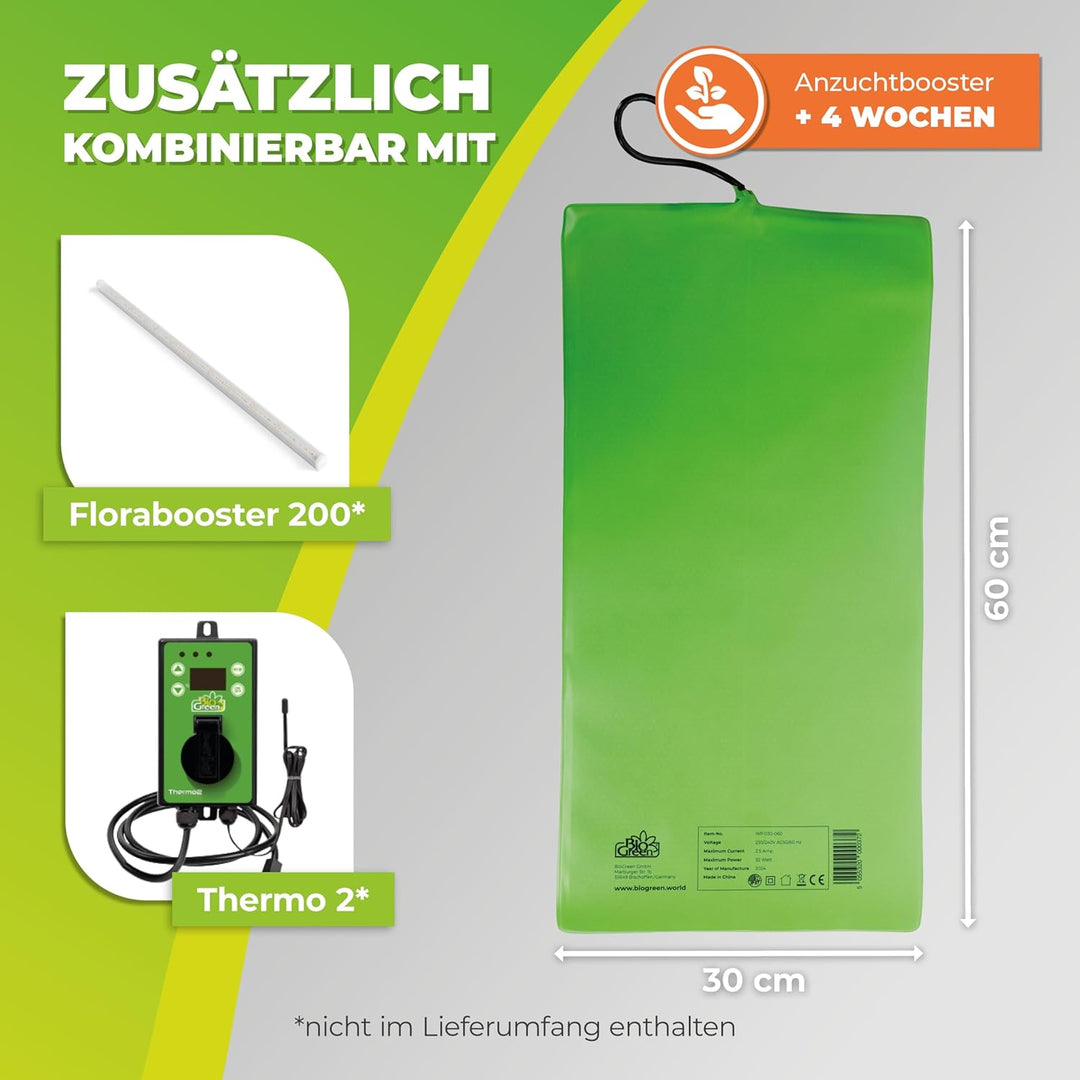 Bio Green Anzucht Wärmeplatte, grün, flexibel, 30 x 60 cm,