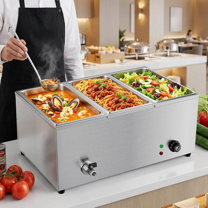 TAIMIKO Elektrisches Badezimmer, Edelstahl, 220 V, professionelle Speisew?rmer, Bain Marie mit 6 F?C