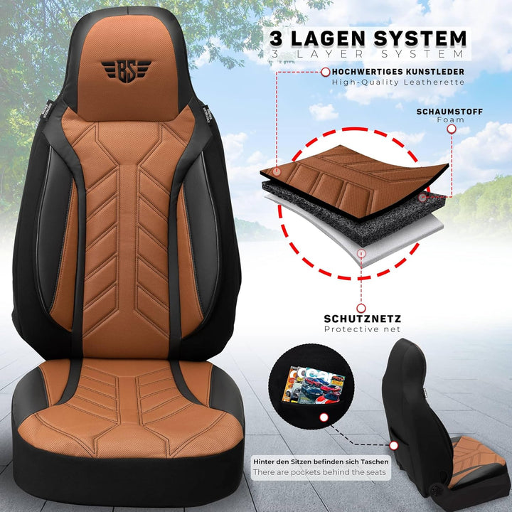 BREMER SITZBEZÜGE Mass Sitzbezüge Schonbezüge für Mercedes GLK X204 DPL511 DPL511 - Schwarz/Schokobr