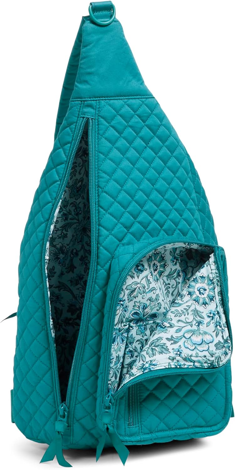 Vera Bradley Damen Iconic Sling Backpack, Signature Cotton Schlingenrucksack Forever Green - Recycel