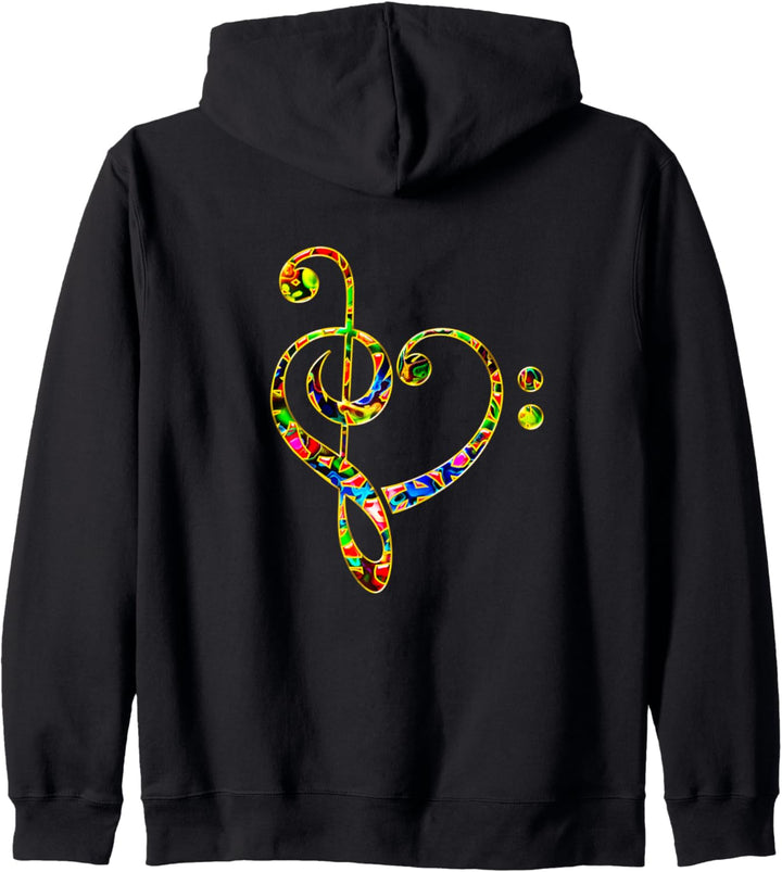 Bassschlüssel, Notenschlüssel, Herz, Ich liebe, Musik, Bass Kapuzenjacke