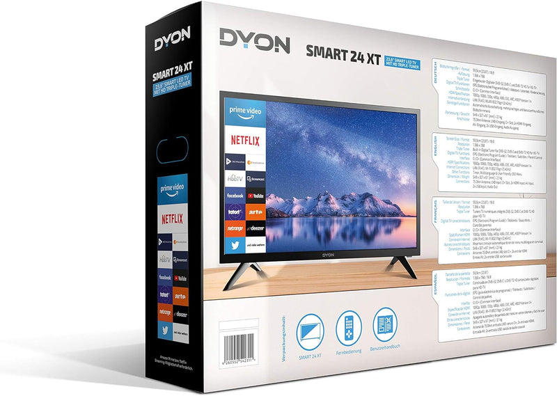 DYON Smart 24 XT 60 cm (24 Zoll) Fernseher (HD Smart TV, HD Triple Tuner (DVB-C/-S2/-T2), Prime Vide