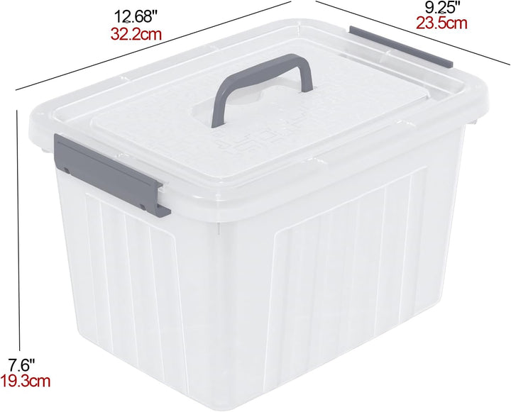Neadas 6 Stück Durchsichtige Aufbewahrungsbox mit Verriegelung, 10 L Transparente Aufbewahrungsbox a