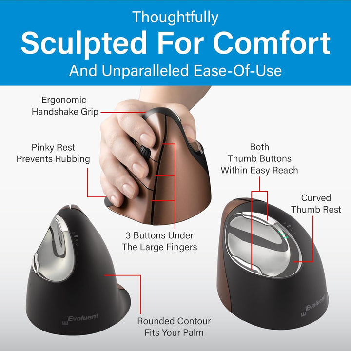 Evoluent Vertical Mouse 4 Small Wireless, VM4SW, Schwarz Single