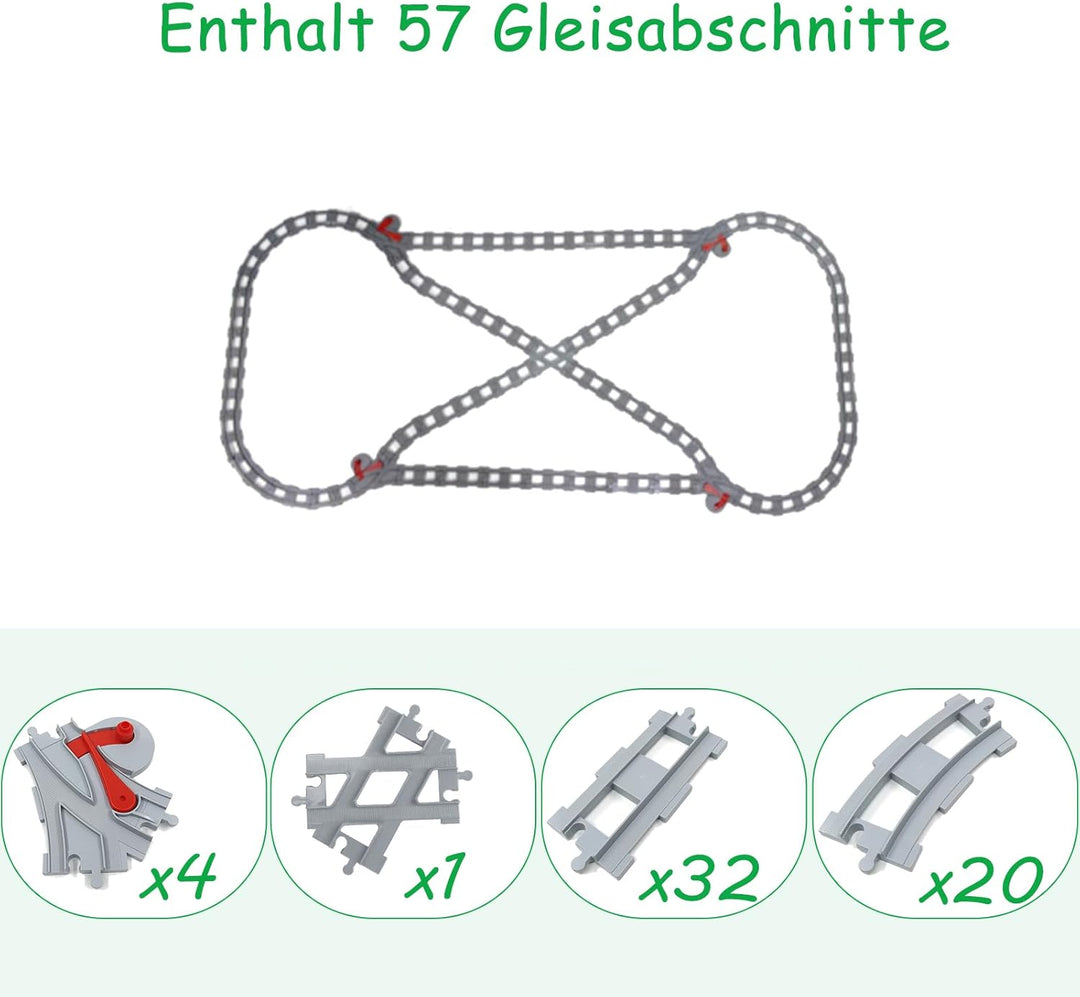 Bausteine Schienen Set, Spielzeug Eisenbahnschienen, bestehend aus Cross Track Gerade, Kurven Schien