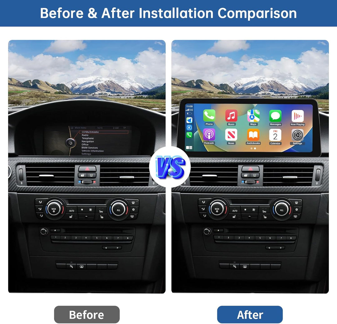 Road Top 12,3 Zoll Ultraschmaler Autoradio Carplay für BMW 3er CIC | für BMW 3er E90/E91/E92/E93 200