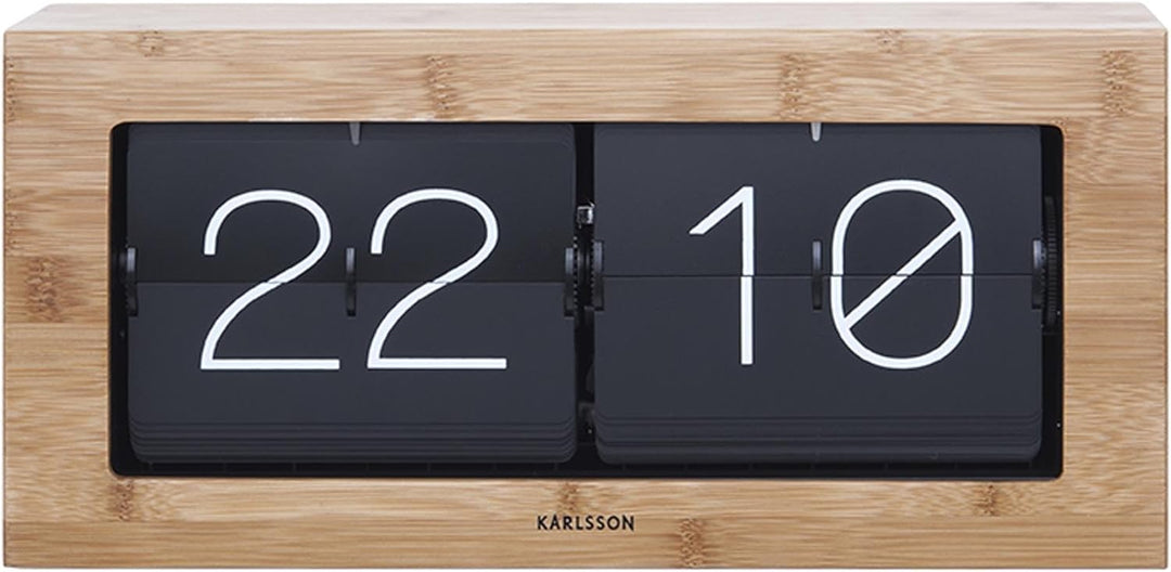 Karlsson KA5642WD Tisch Wanduhr XL Flip Clock Holz 17,5 x 37 x 9 cm Bambusholz 37 x 17,5 x 9 cm Bamb