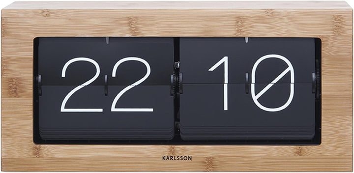 Karlsson KA5642WD Tisch Wanduhr XL Flip Clock Holz 17,5 x 37 x 9 cm Bambusholz 37 x 17,5 x 9 cm Bamb