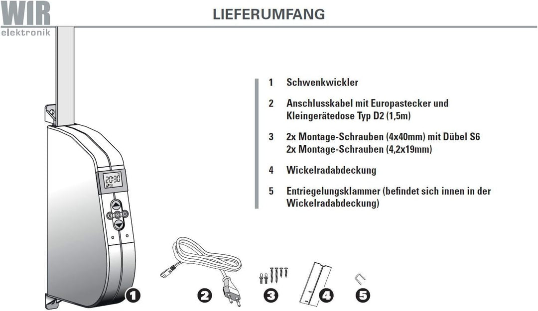 eWickler Comfort eW920-M elektr. Gurtwickler für Minigurt 15mm Schwenkwickler Weiss eW920-Minigurt A