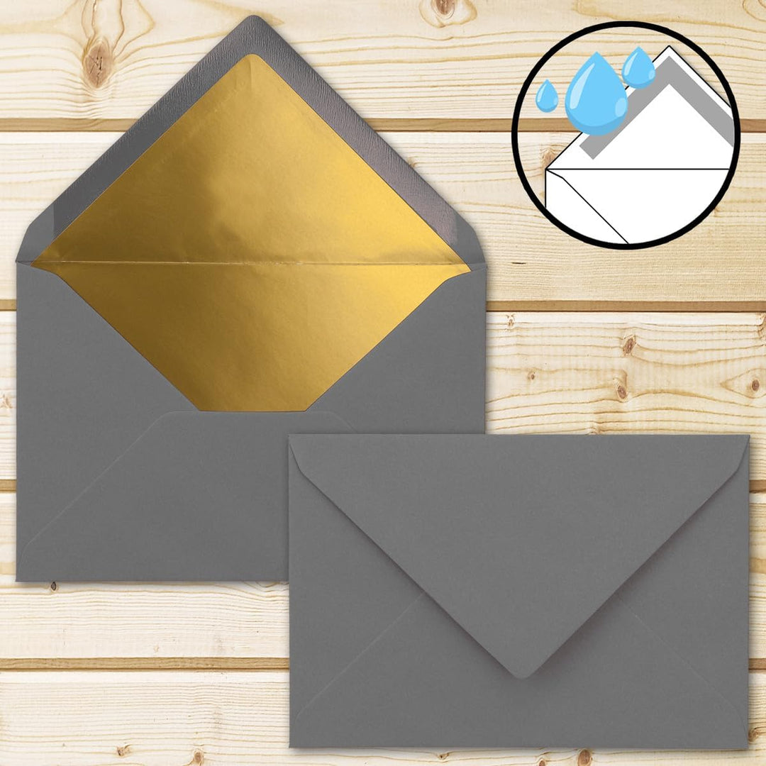 Kuverts Graphit-Grau - 75 Stück - Brief-Umschläge DIN C6-114 x 162 mm - 11,4 x 16,2 cm - Nassklebung