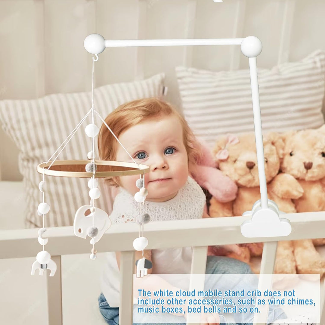 Baby Mobile Halterung, Abnehmbarer Verstellbar Weiss Holz Mobile Aufhänger Wickeltisch für Babybett,