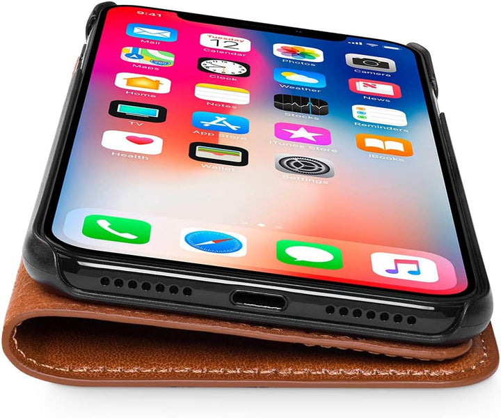 WIIUKA Echt Ledertasche - TRAVEL Italy - für Apple iPhone XS MAX - PFLANZLICH GEGERBTES Leder - Cogn
