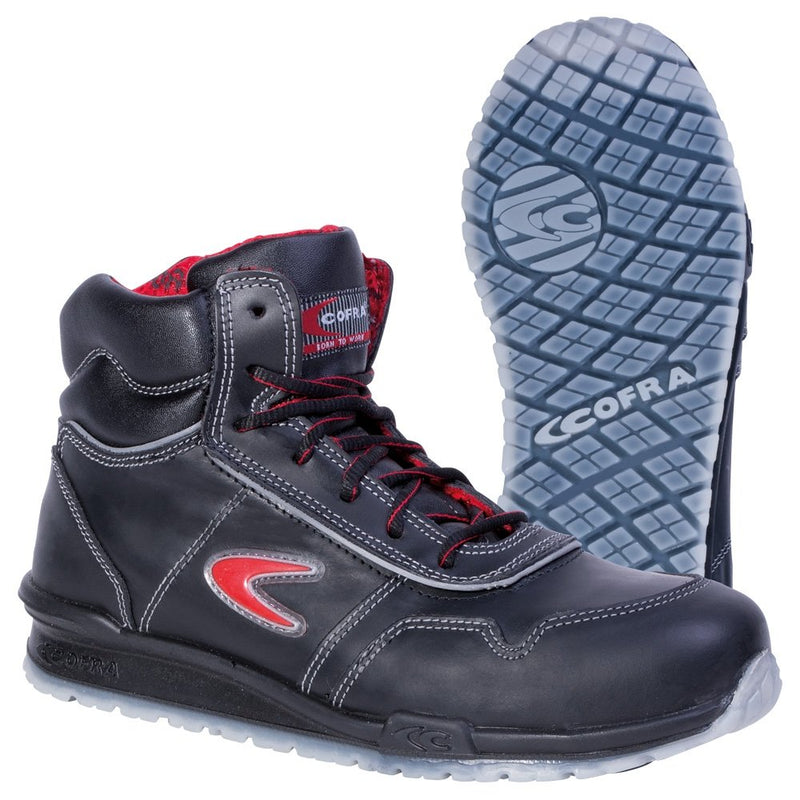 Cofra 78470-000.W44 PUSKAS S3 SRC Sicherheitsstiefel, Schwarz/Rot, Grösse 44 44 EU, 44 EU