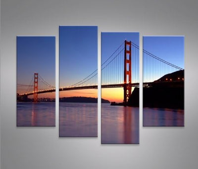 islandburner Bild Bilder auf Leinwand Golden Gate Bridge V5 4er XXL Poster Leinwandbild Wandbild Dek