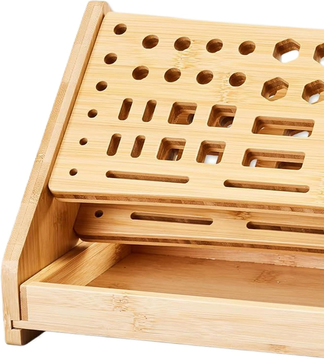 Schraubendreher Halter Organizer,Mit Tablett 53-Loch Holz Heimorganizer - Werkbank Organizer | Für H