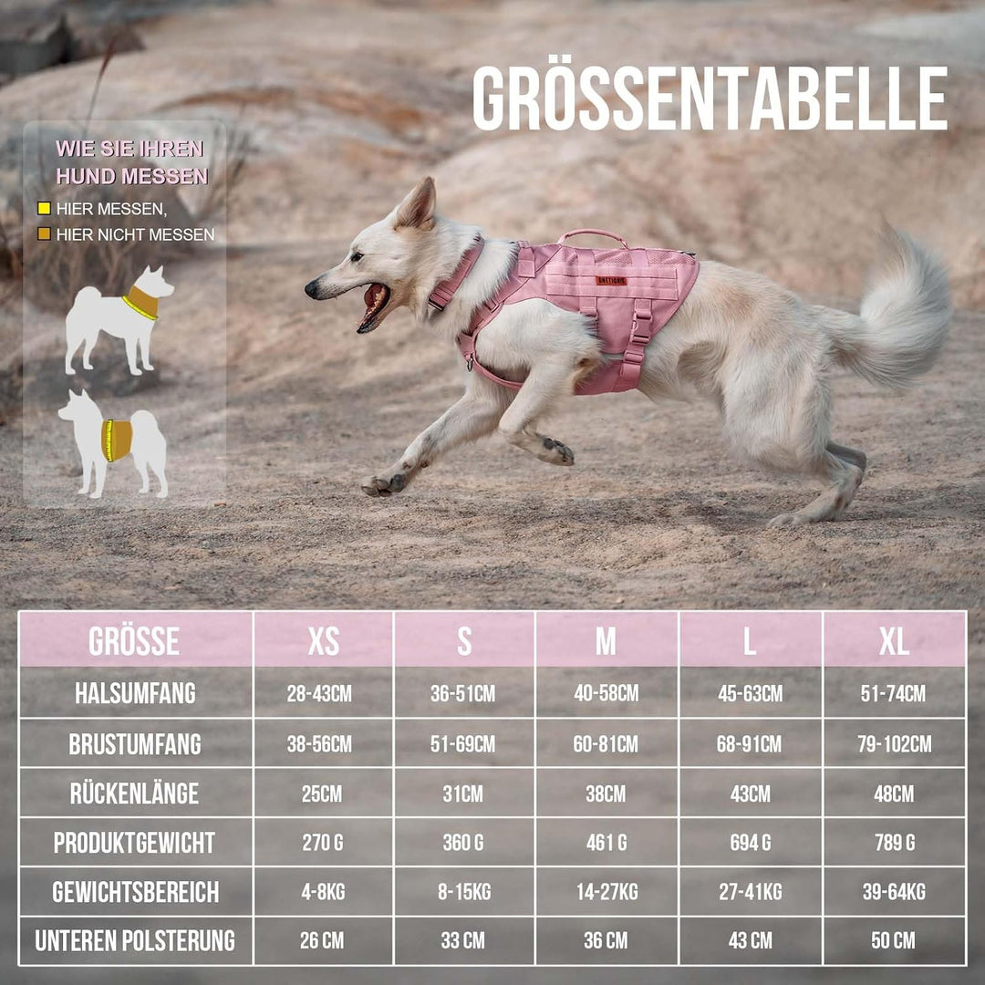 OneTigris Anti Zug Hundegeschirr Mittelgrosse Hunde, AIRE MESH Taktisches Geschirr mit 2 Griff & 3 D