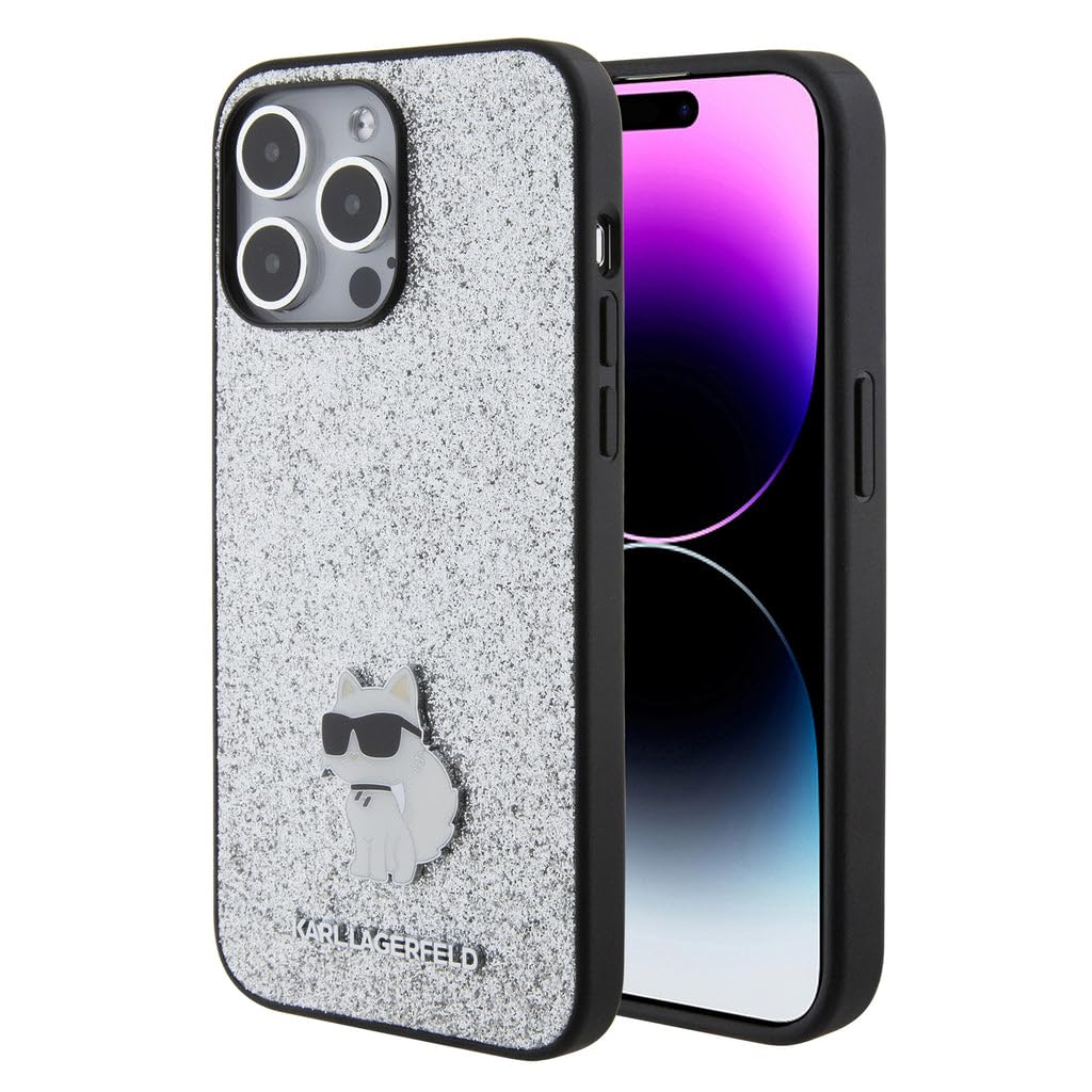 Karl Lagerfeld KLHCP15XGCNPSG Hülle für iPhone 15 Pro Max 6.7" Silber hardcase Fixed Glitter Choupet