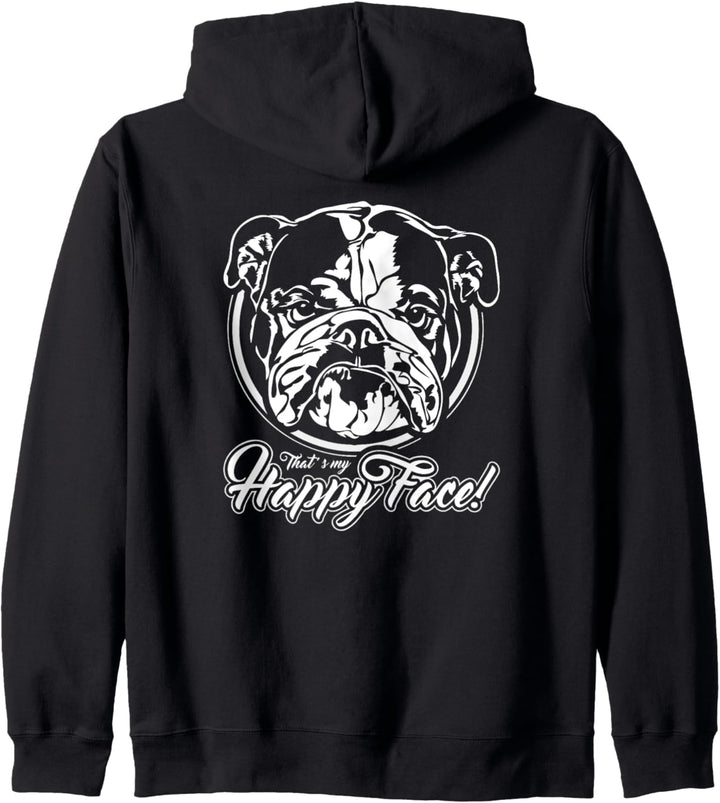 Lustige Englische Bulldogge Hund happy face Hunde Spruch Kapuzenjacke