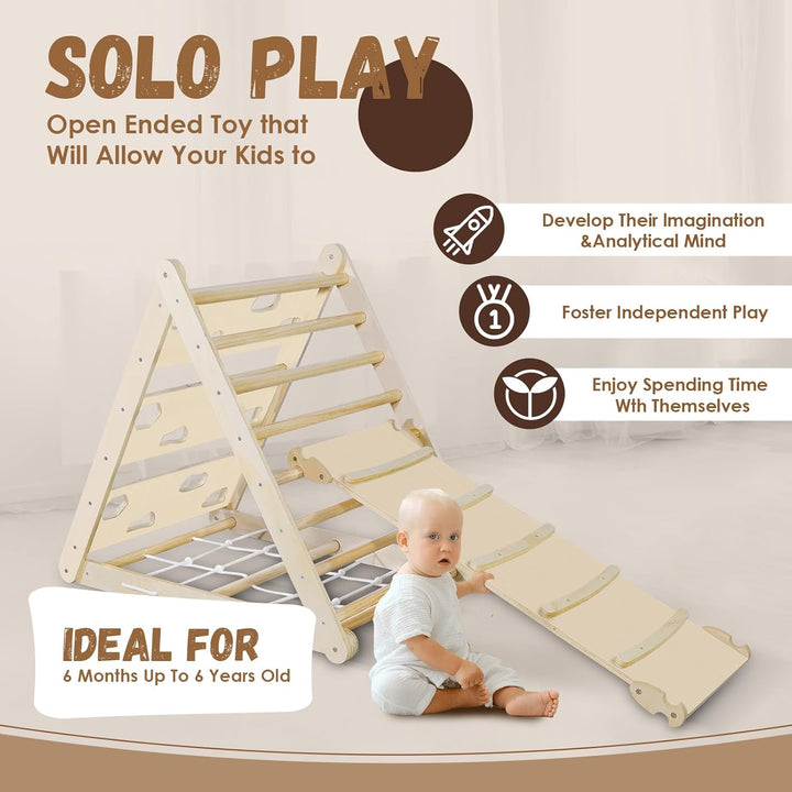 CCLIFE Kletterdreiecke mit Rutsche nach ab 1 Jahr Pikler 5 in 1 Art Holz Indoor für Babys Kinder Kle
