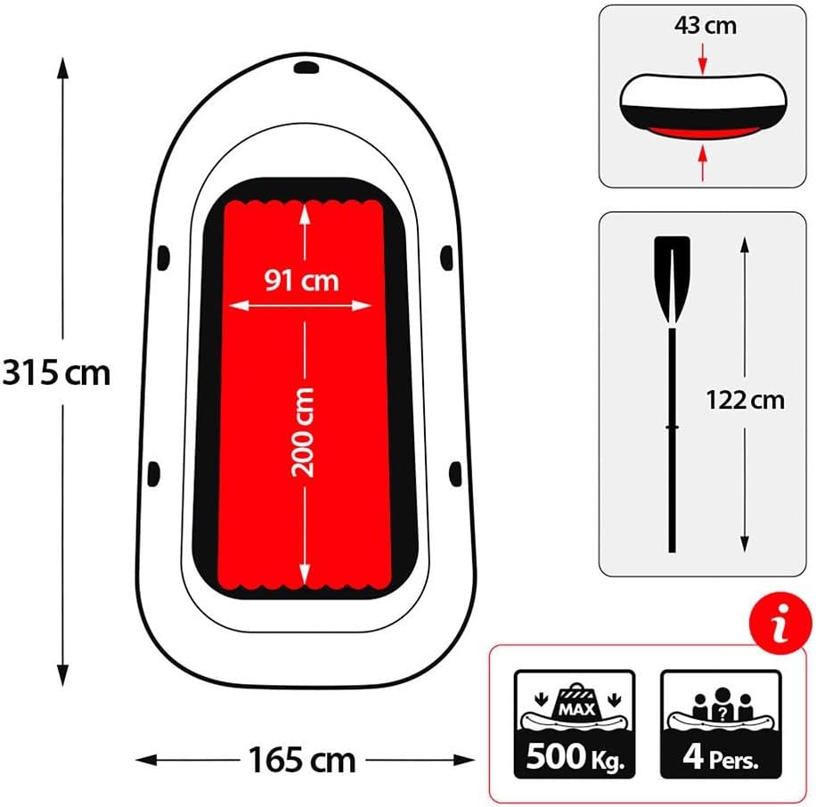 Intex Excursion 4 Set Schlauchboot - 315 x 165 x 43 cm - 3-teilig - Grau / Blau Single, Single