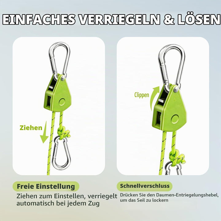 6 Stück Abspannseil mit Ratsche, 4M Abspannseile mit Seilspanner, 1/8 Zoll Spannseil mit Ratsche Spa