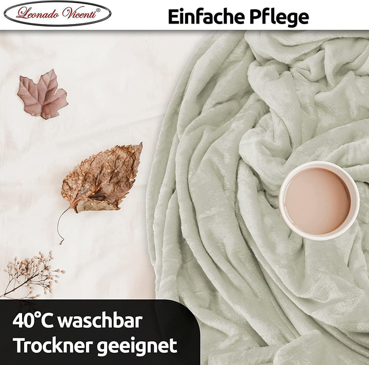 Leonado Vicenti 2er Set Flauschige Kuscheldecke 150x200 cm Fleecedecke Wohnzimmerdecke Sofadecke Tag