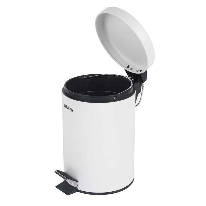Beldray LA038098WHTEU7 Badezimmer-Fusspedal-Mülleimer - Kleiner runder Edelstahl-Hygienemülleimer fü